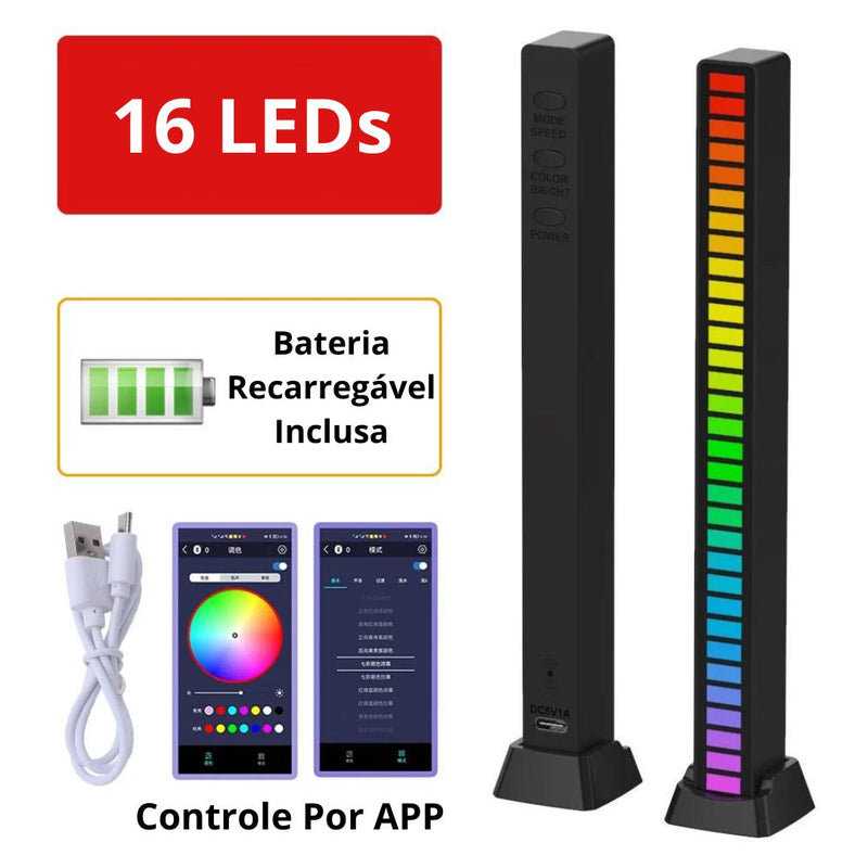 Barra LED de luz RGB ativada por som