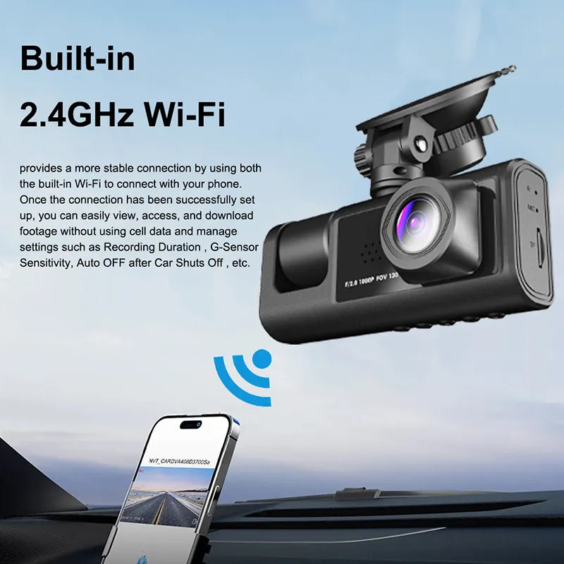Dash Cam 1080P com Câmera de Visão Traseira - Proteção Total para seu Veículo!